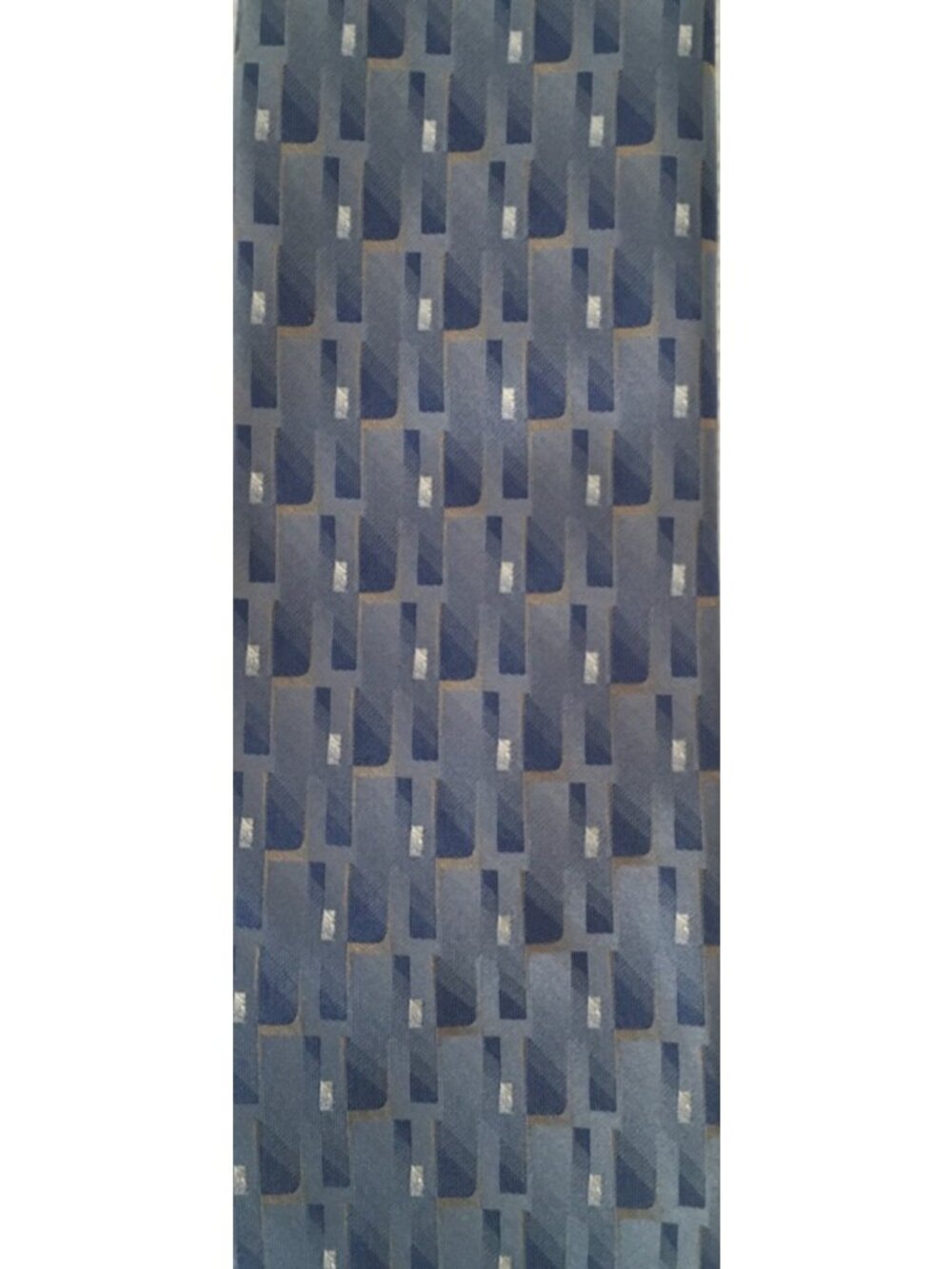 Stafford Tie Silk Shades Blue Rectangular Pattern 3.5 in Wide 56.5 in Long